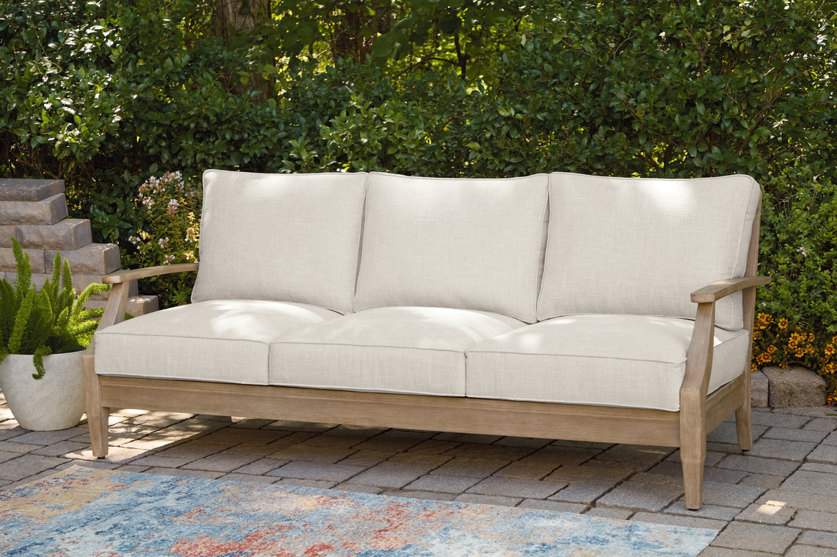 Carter Hall Beige Outdoor Sofa with Cushion by Ashley at Eve Furniture