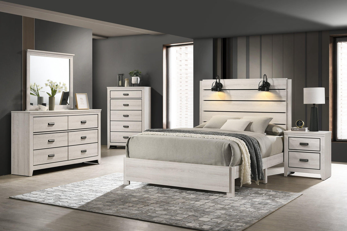Carter White King Platform Bed by Crown Mark at Eve Furniture