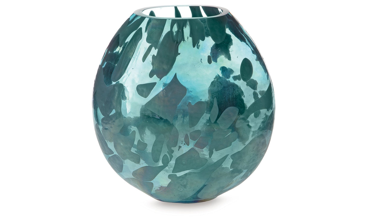 Cartshaw Iridescent Teal Vase by Ashley at Eve Furniture