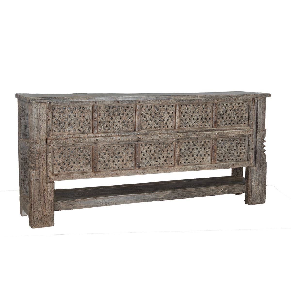 Carved Solid Wood Console Table With Bottom Shelf by Home Trends & Design at Eve Furniture