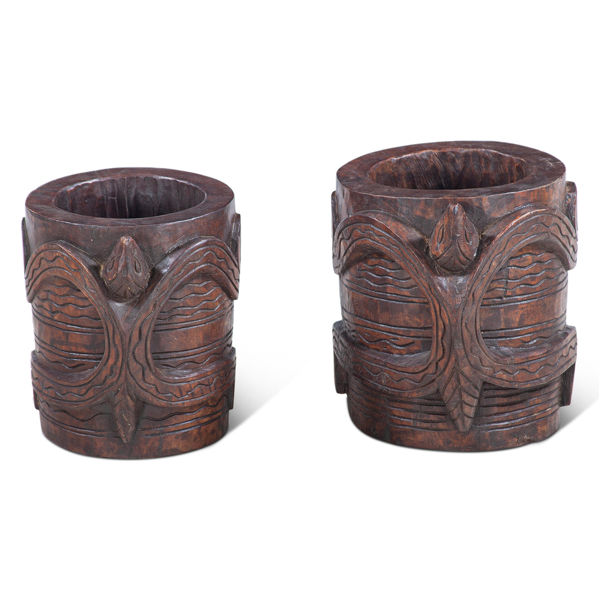 Carved Wooden Tibbati Pot with Handle by Home Trends & Design at Eve Furniture
