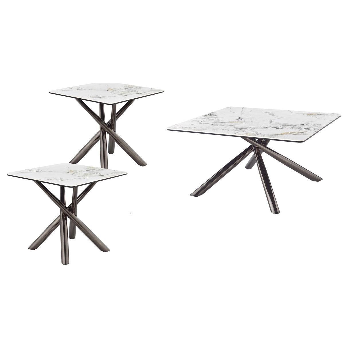 Carvell Mirage White 3-Piece Square Coffee and End Table Set by Coaster at Eve Furniture