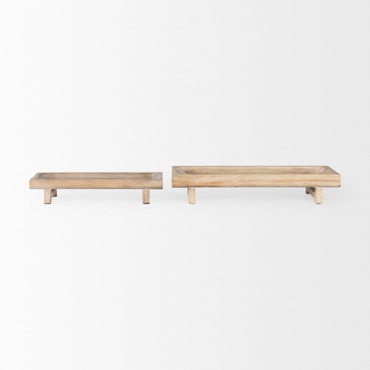 Carver Set of 2 Rectangular White Washed Wood Trays by Mercana at Eve Furniture