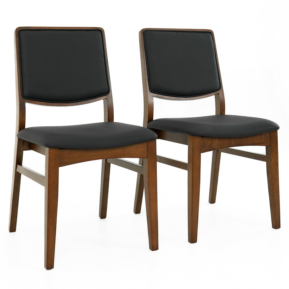 Cary Walnut Finished Solid Wood and Easy Clean Vegan Leather Upholstered Dining Chairs (Set of 2) by Ashcroft Imports at Eve Furniture