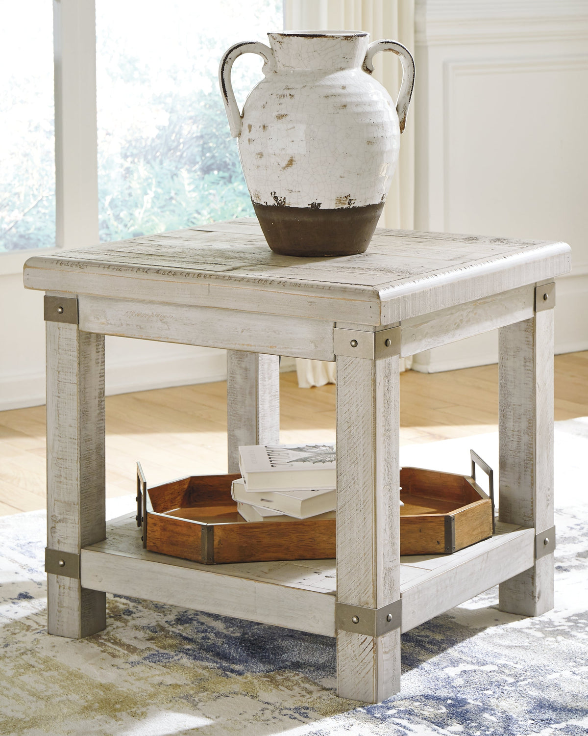 Carynhurst Coffee Table with 2 End Tables in White Wash Gray by Ashley at Eve Furniture