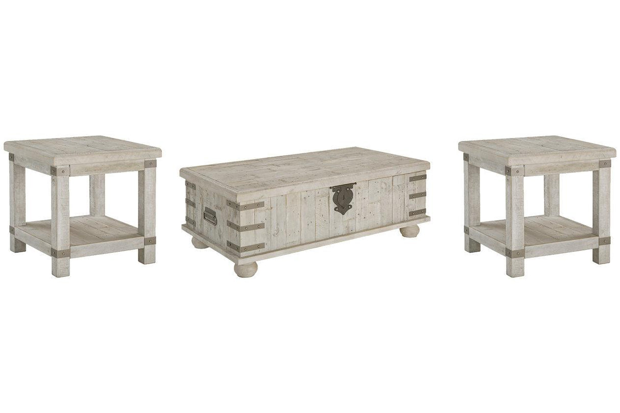 Carynhurst White Wash Gray Coffee Table and 2 End Tables by Ashley at Eve Furniture