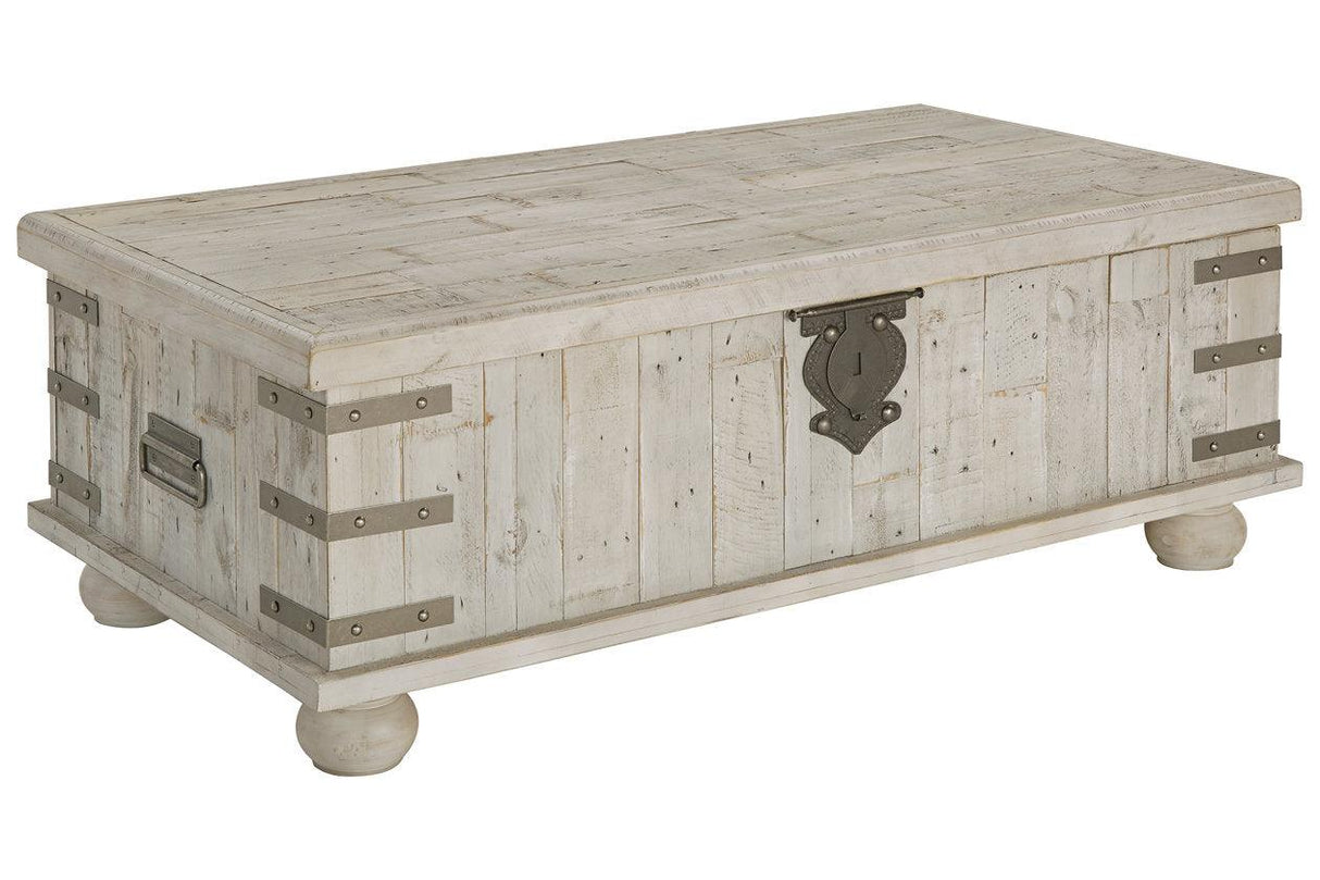Carynhurst White Wash Gray Coffee Table with Lift Top by Ashley at Eve Furniture