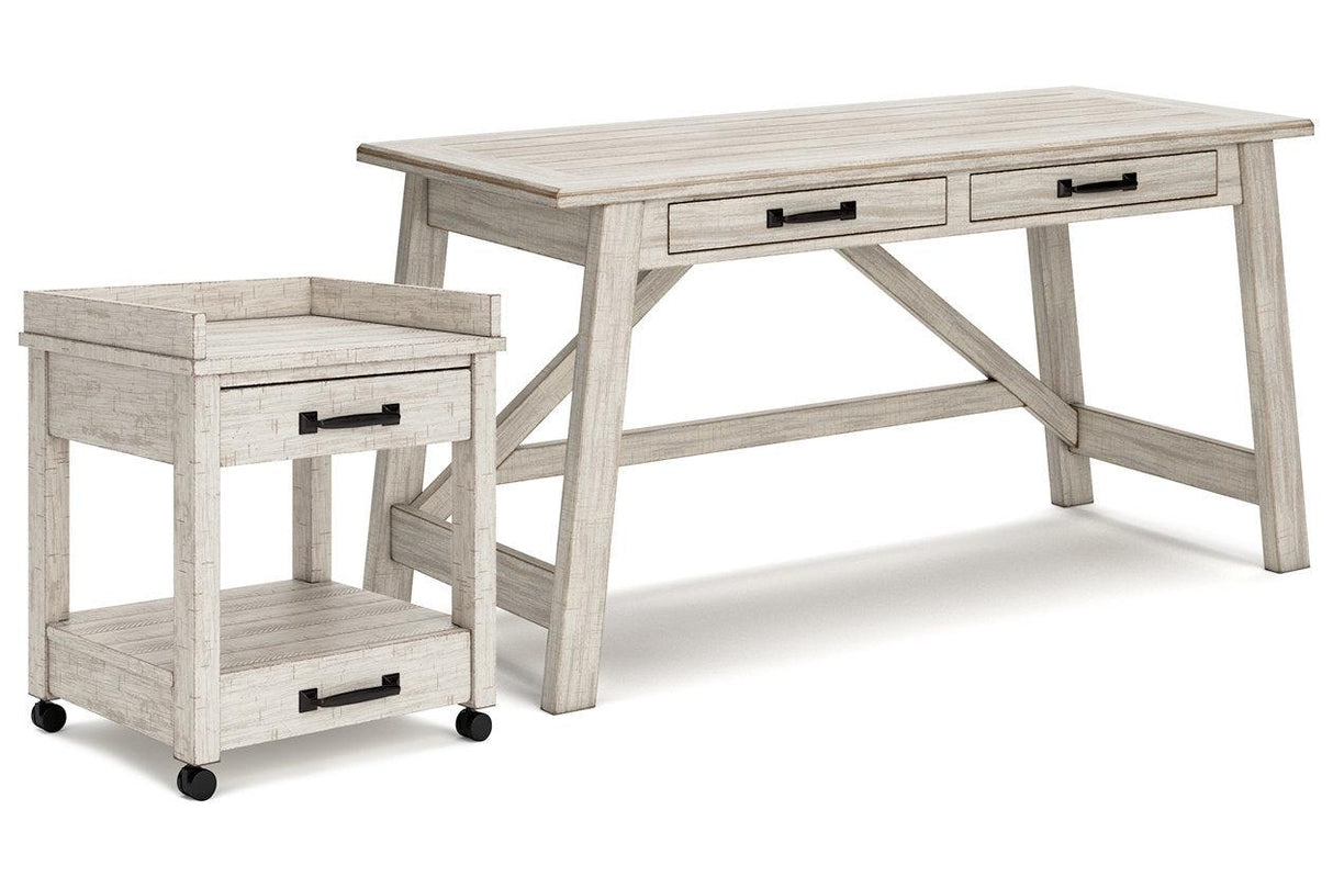 Carynhurst Whitewash Home Office Desk and Printer Stand by Ashley at Eve Furniture