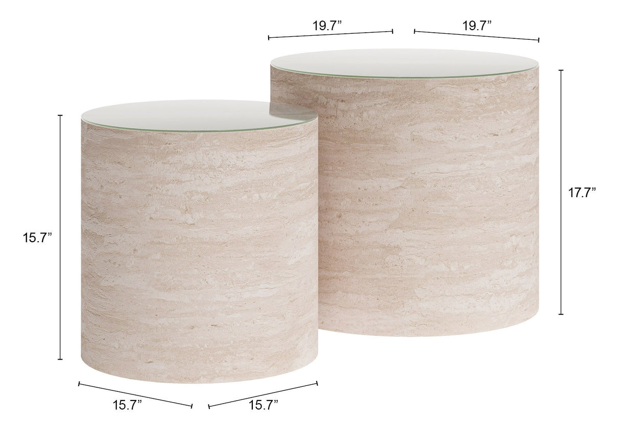 Carzo Stone Beige Coffee Table Set (2-Piece) by Zuomod at Eve Furniture