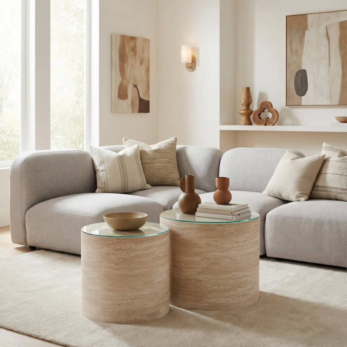 Carzo Stone Beige Coffee Table Set (2-Piece) by Zuomod at Eve Furniture