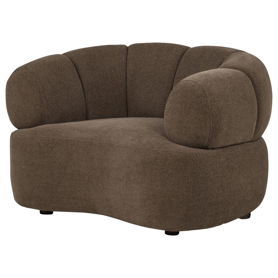 Casarin Brown Fabric Channel-Back Accent Chair by Coaster at Eve Furniture
