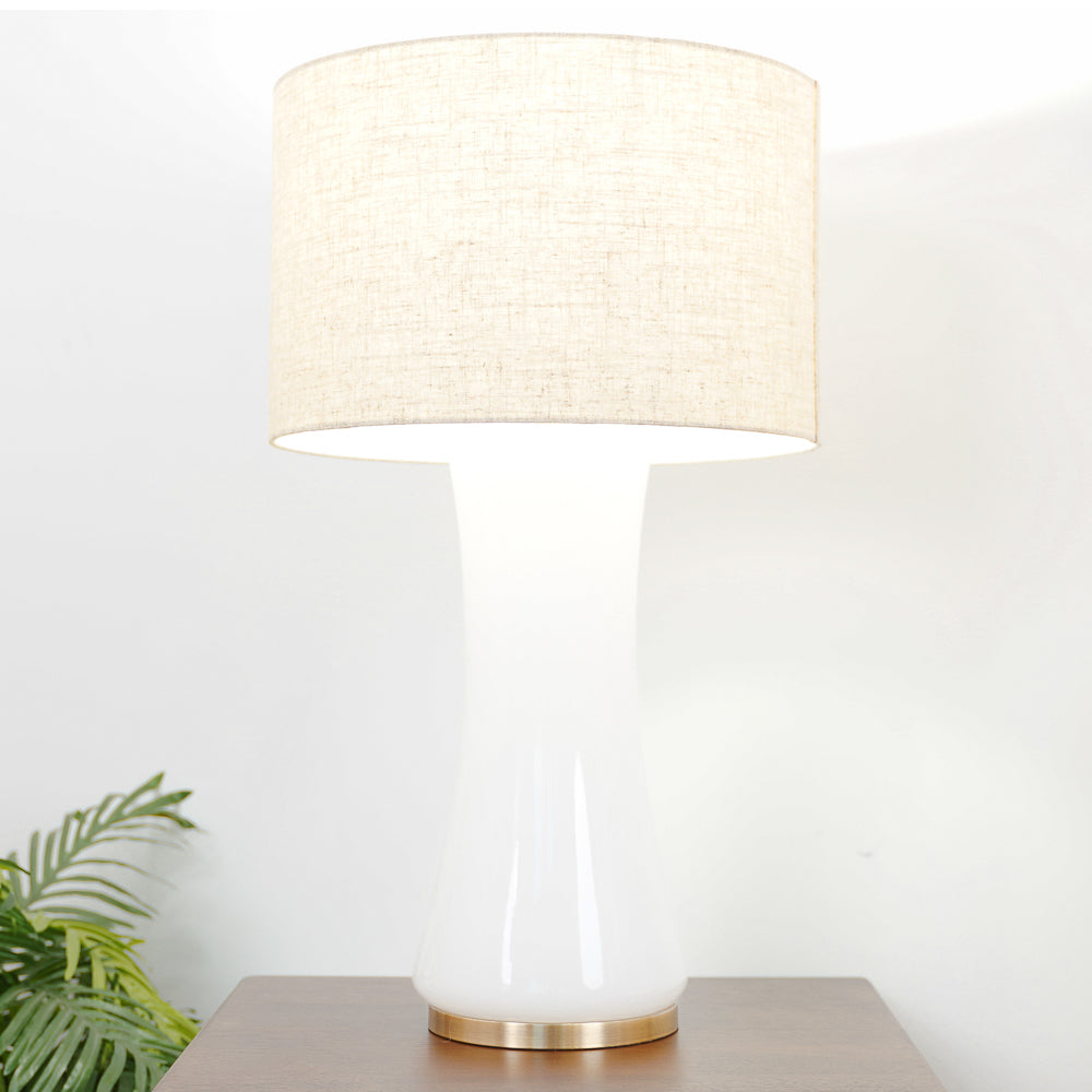 Cascade Glass Lamp Golden Base Off White Glass Table Lamp by Ashcroft Furniture at Eve Furniture