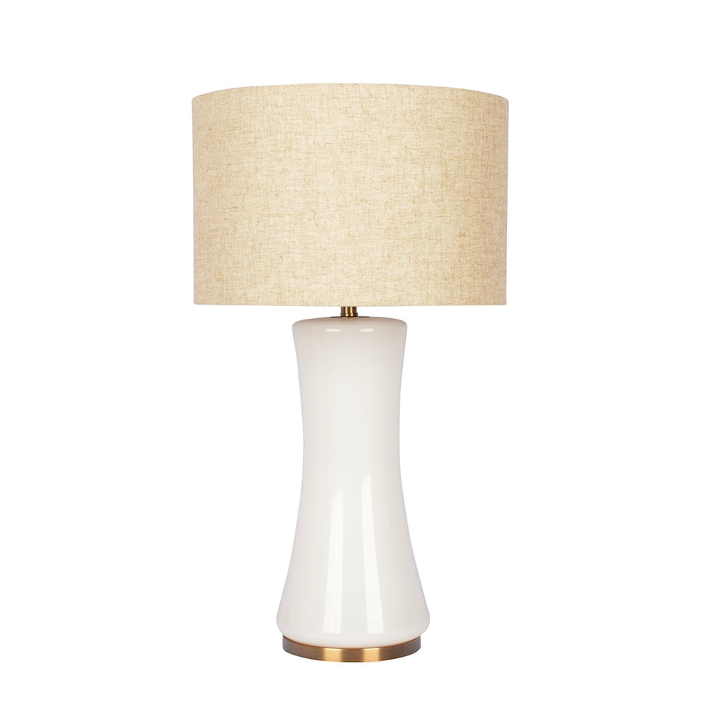 Cascade Glass Lamp Golden Base Off White Glass Table Lamp by Ashcroft Furniture at Eve Furniture