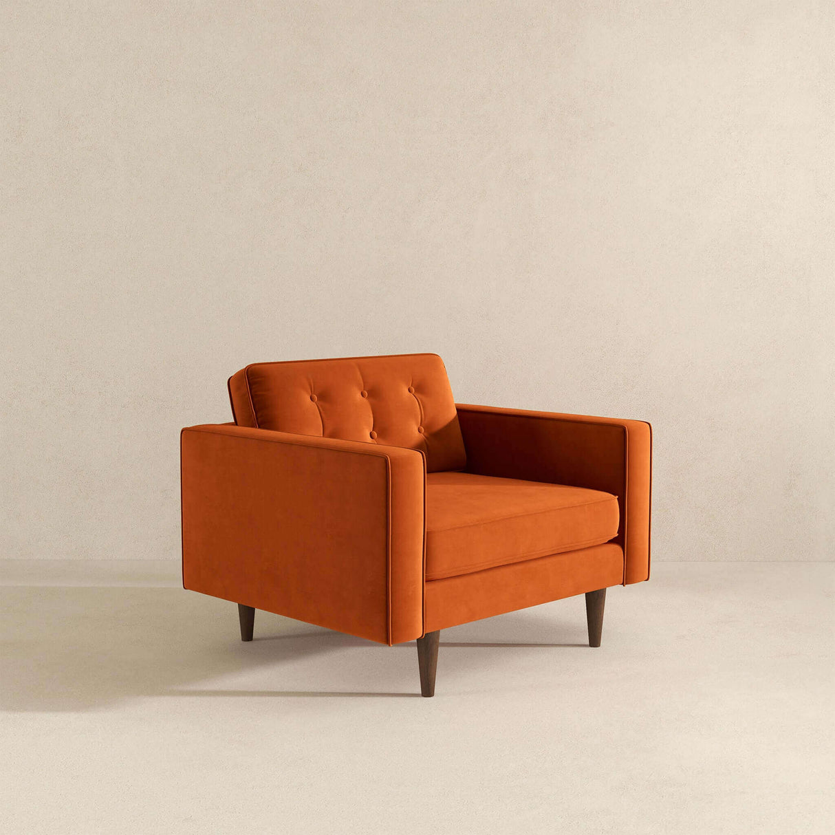 Casey Burnt Orange Velvet Lounge Chair by Ashcroft Furniture at Eve Furniture