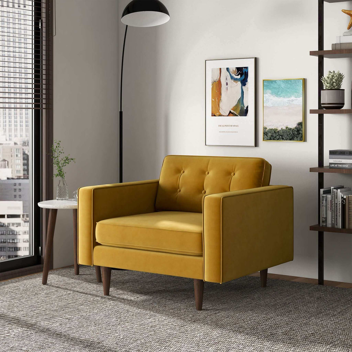 Casey Gold Velvet Lounge Chair by Ashcroft Furniture at Eve Furniture