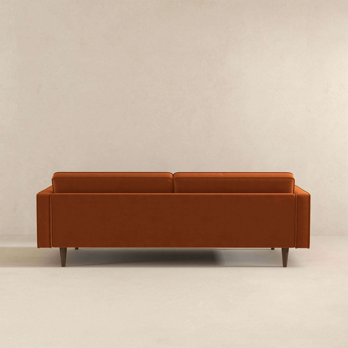 Casey Mid Century Modern Burnt Orange Velvet Sofa by Ashcroft Furniture at Eve Furniture