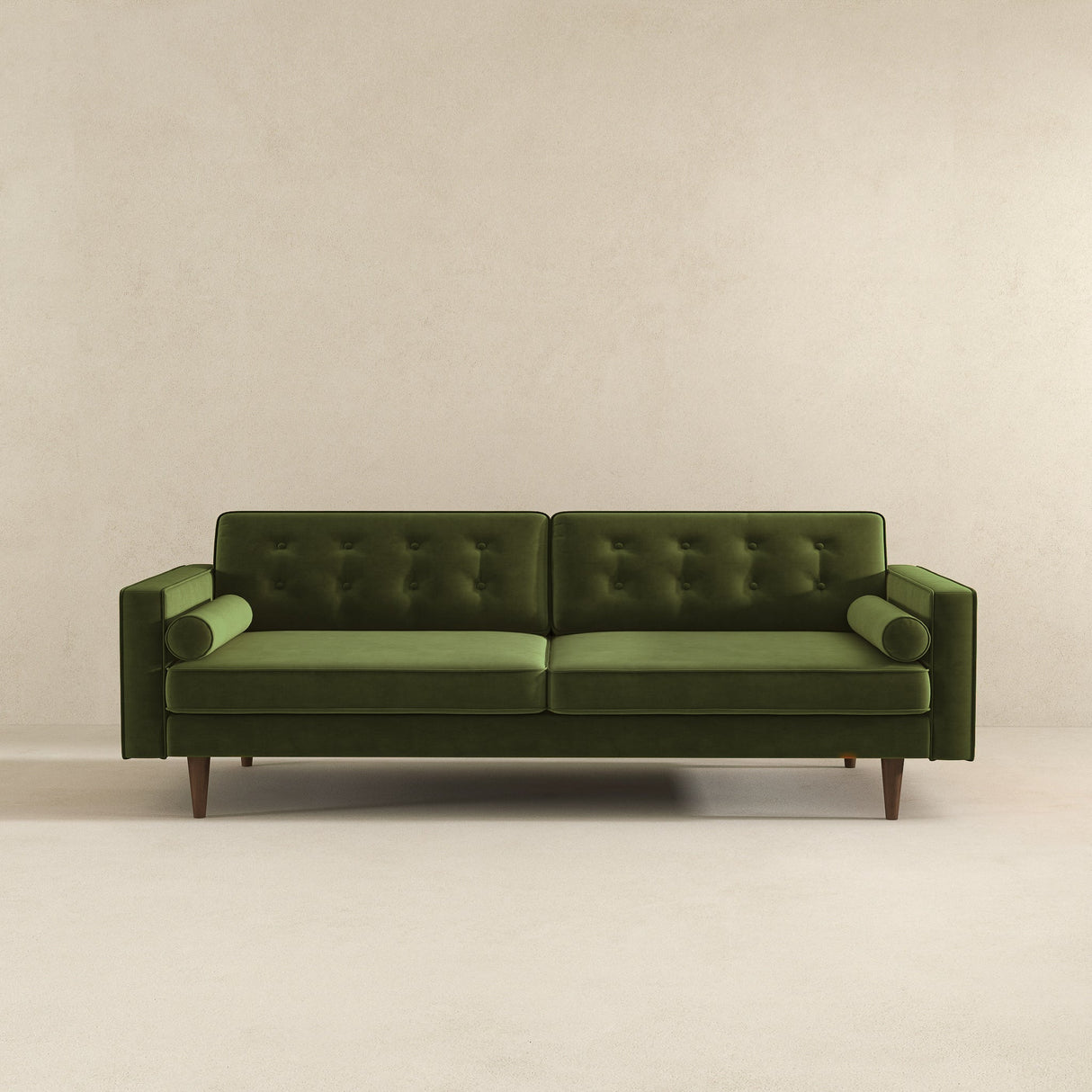 Casey Mid Century Modern Olive Green Velvet Sofa by Ashcroft Furniture at Eve Furniture