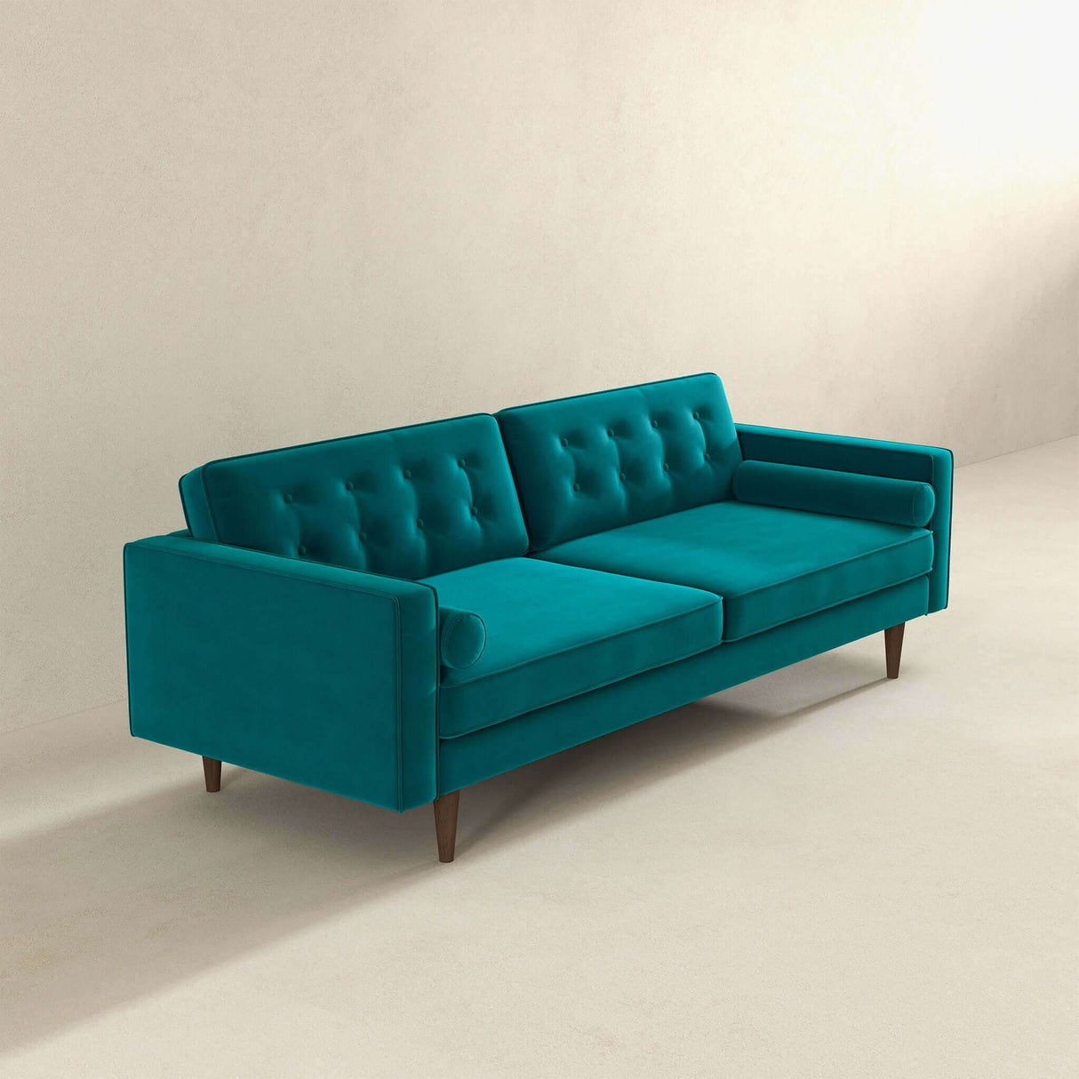 Casey Mid Century Modern Teal Velvet Sofa by Ashcroft Furniture at Eve Furniture