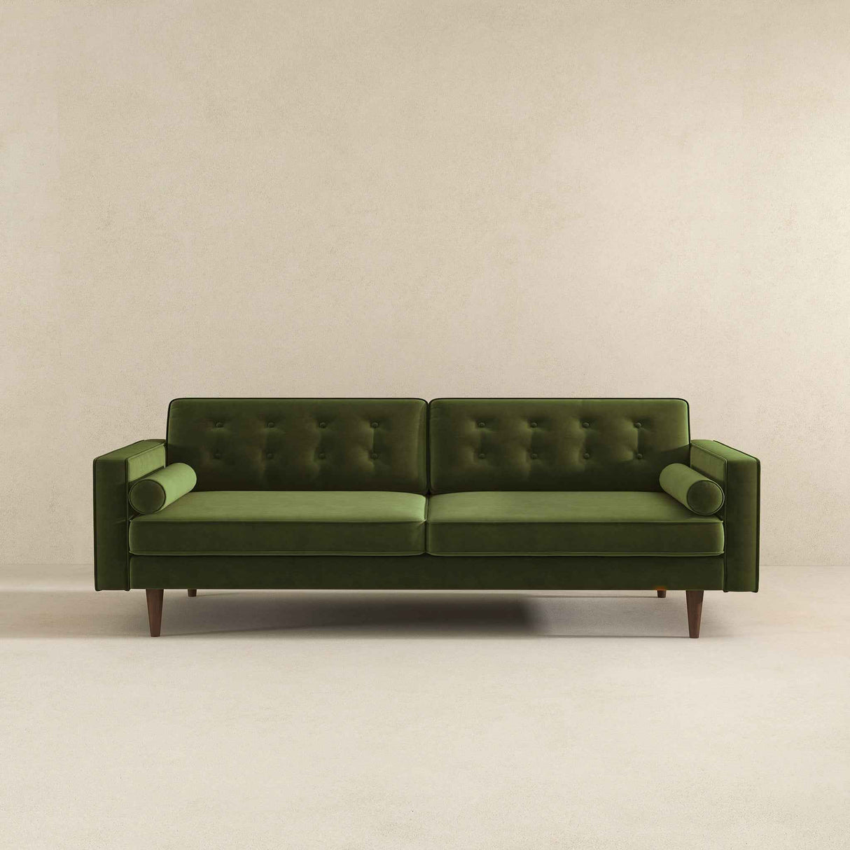 Casey Tufted Back Olive Green Velvet Upholstered Sofa by Ashcroft Furniture at Eve Furniture