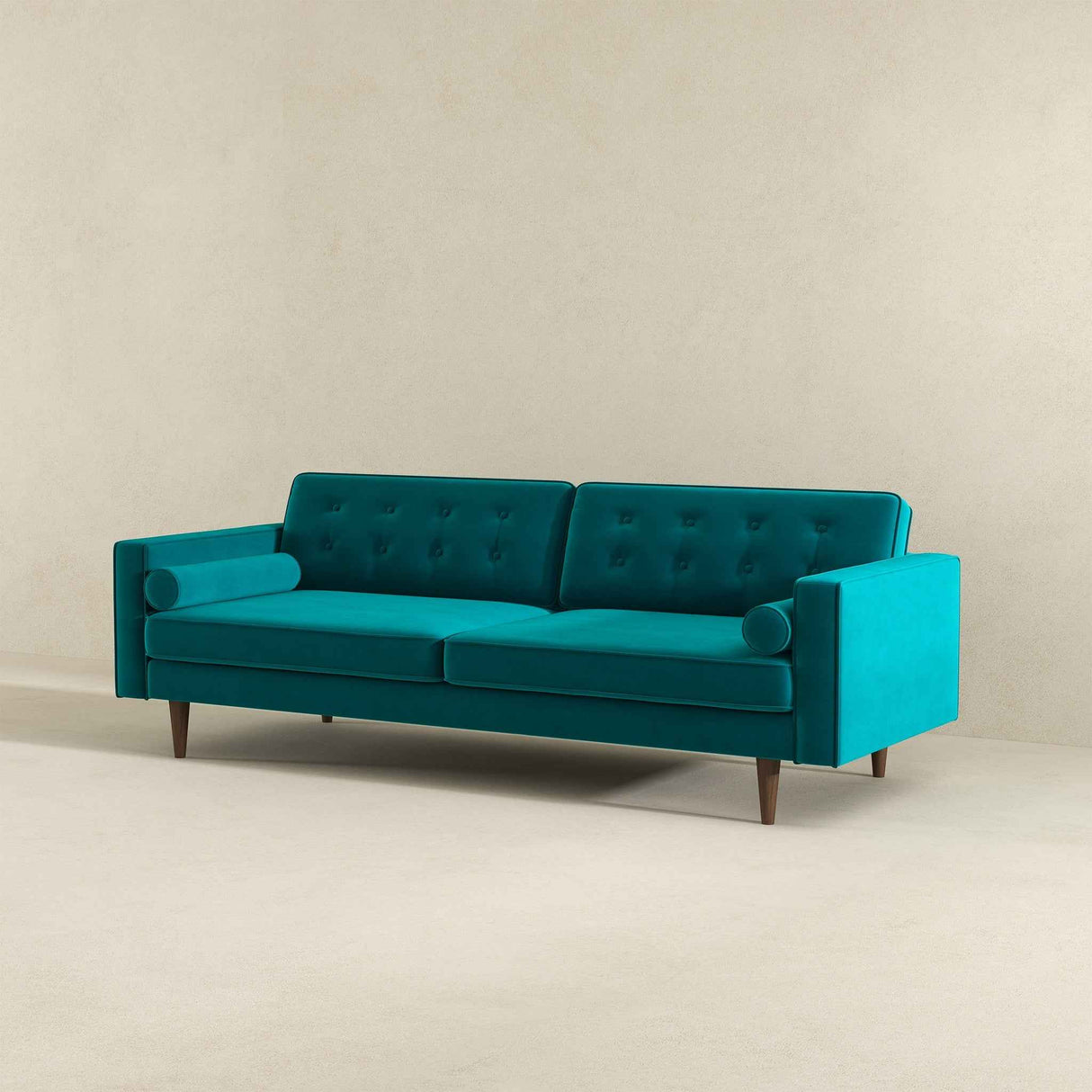 Casey Tufted Back Teal Velvet Upholstered Sofa by Ashcroft Furniture at Eve Furniture