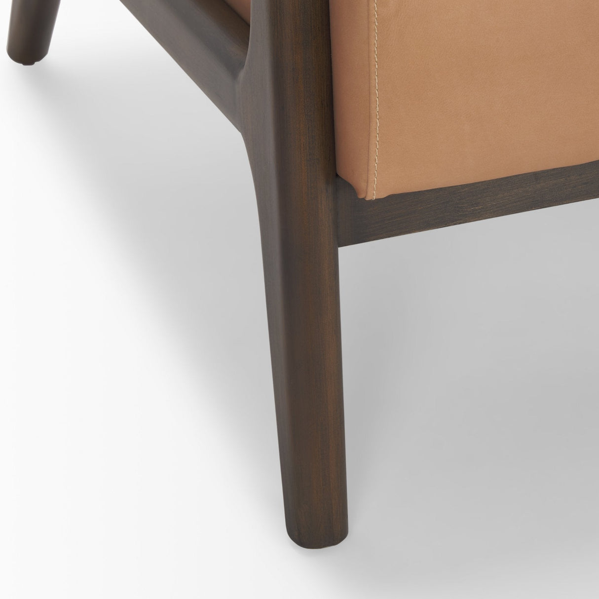 Cashel Accent Chair W/ Dark Brown Wood and Tan Genuine Leather by Mercana at Eve Furniture