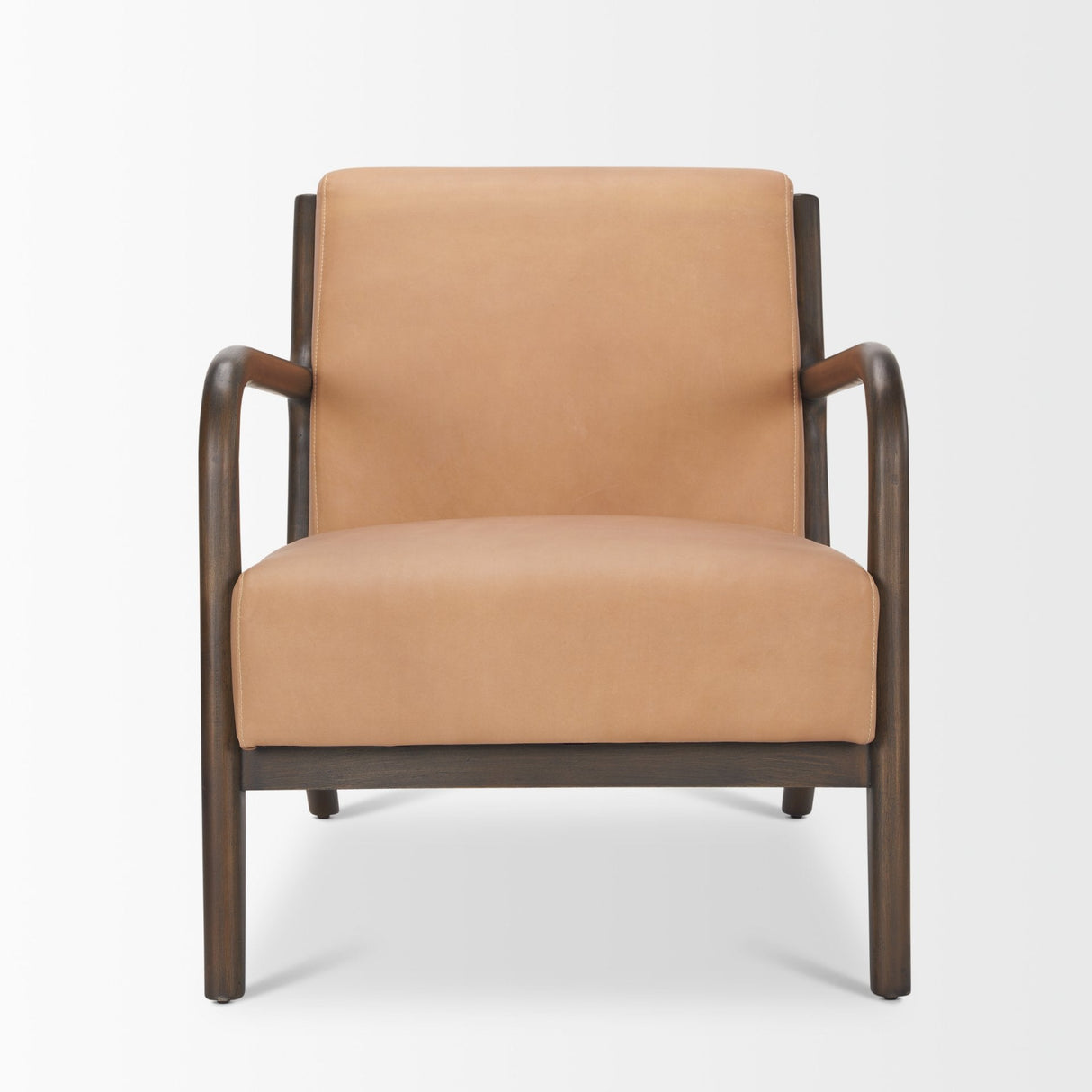 Cashel Accent Chair W/ Dark Brown Wood and Tan Genuine Leather by Mercana at Eve Furniture