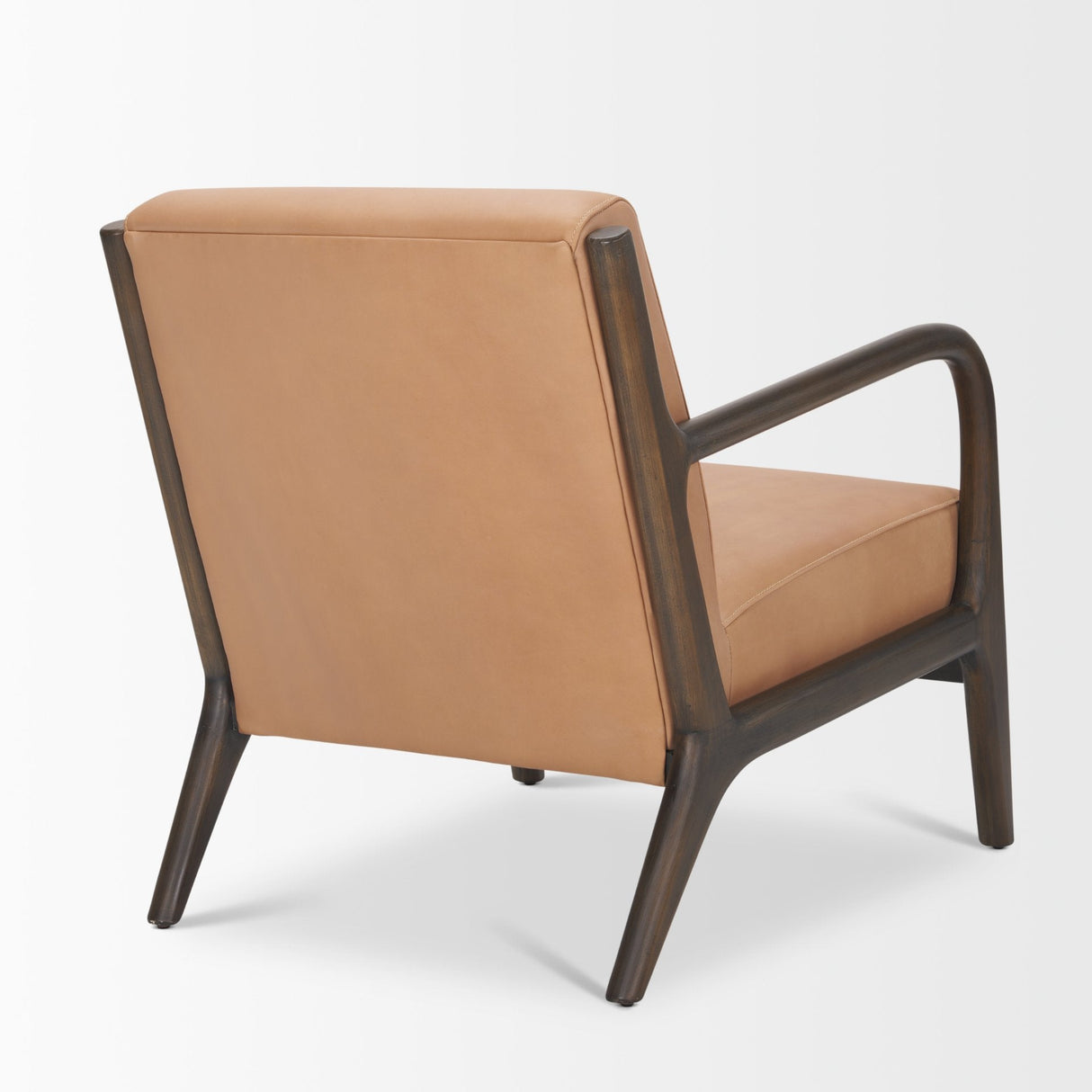 Cashel Accent Chair W/ Dark Brown Wood and Tan Genuine Leather by Mercana at Eve Furniture