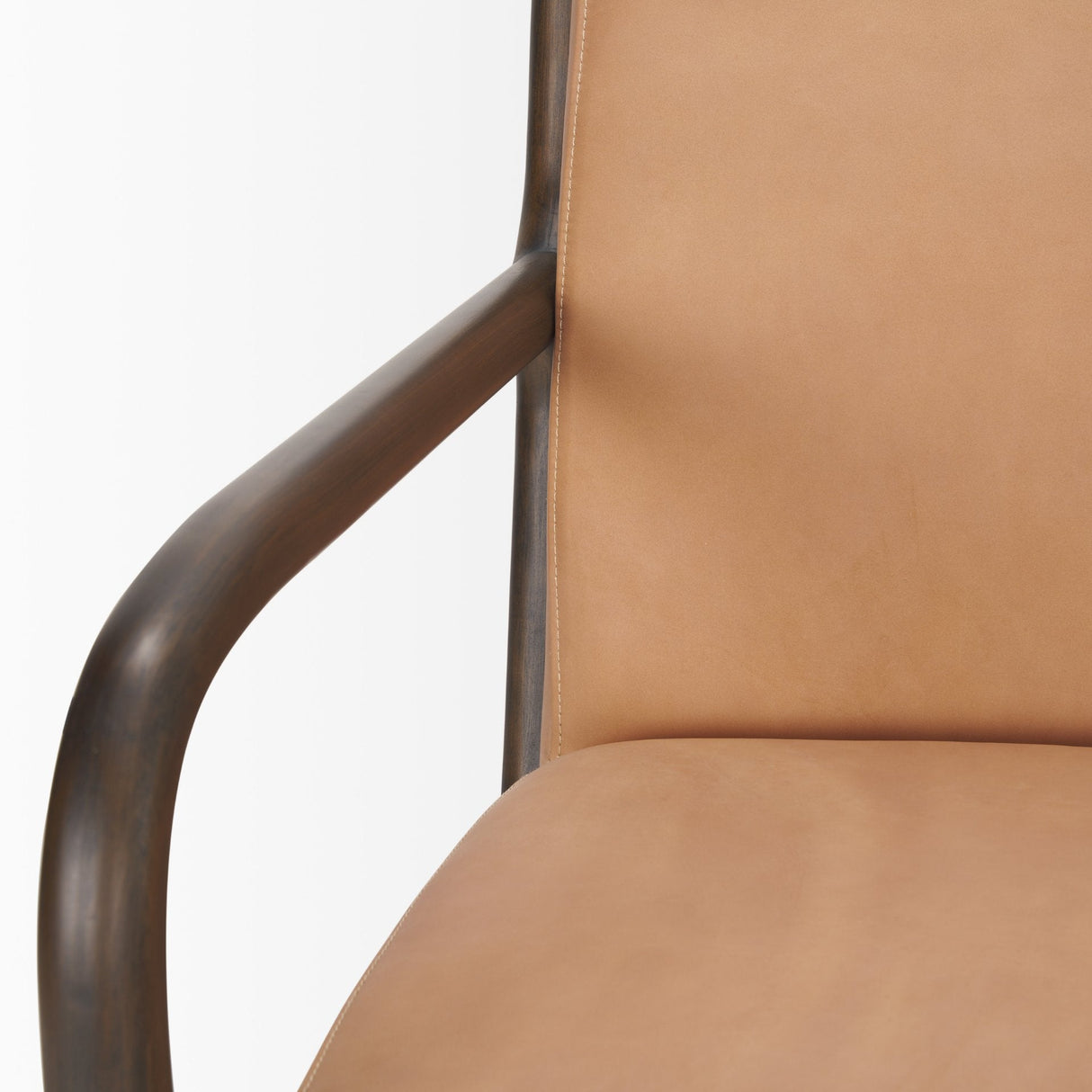 Cashel Accent Chair W/ Dark Brown Wood and Tan Genuine Leather by Mercana at Eve Furniture