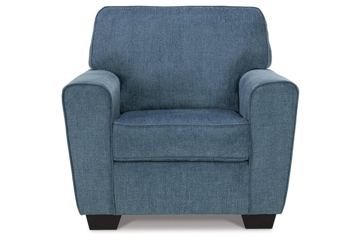 Cashton Blue Chair and Ottoman by Ashley at Eve Furniture