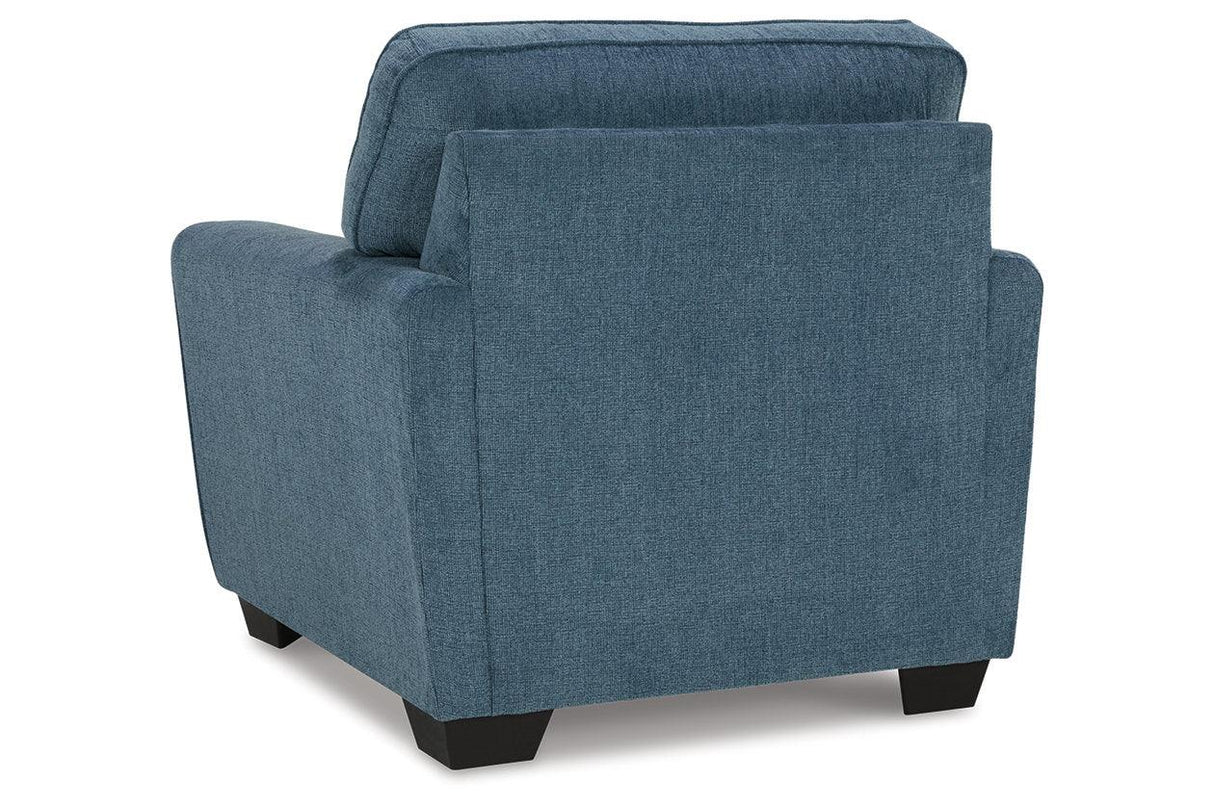 Cashton Blue Chair and Ottoman by Ashley at Eve Furniture