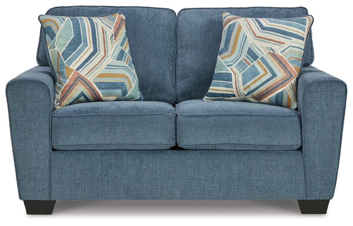 Cashton Blue Loveseat by Ashley at Eve Furniture