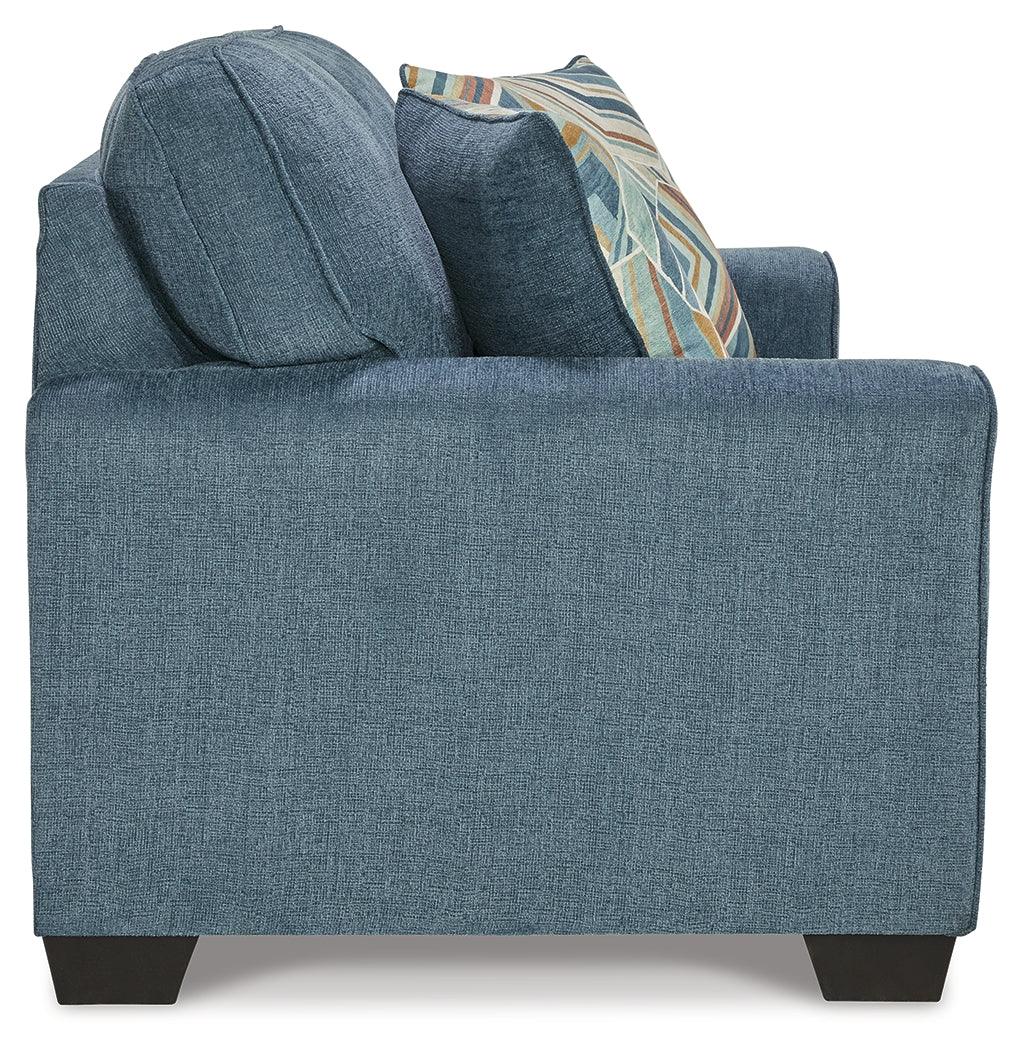 Cashton Blue Loveseat by Ashley at Eve Furniture