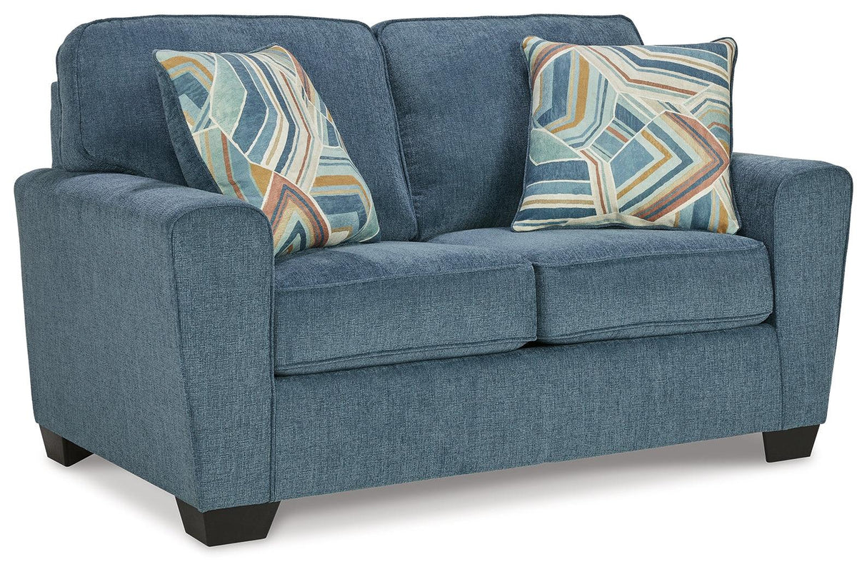 Cashton Blue Loveseat by Ashley at Eve Furniture