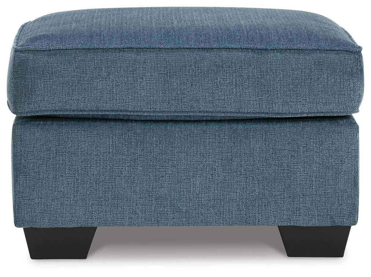 Cashton Blue Ottoman by Ashley at Eve Furniture