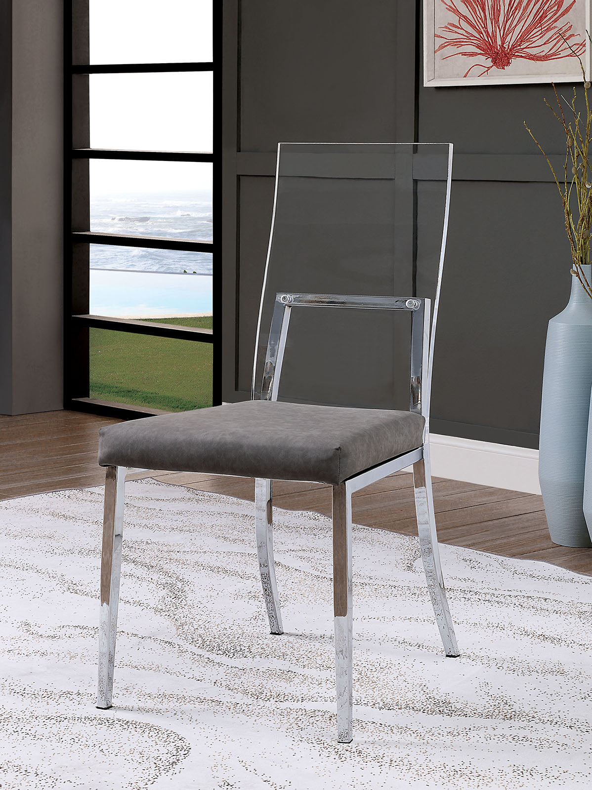 Casper Chrome Side Chair (2/Ctn) by Furniture of America at Eve Furniture
