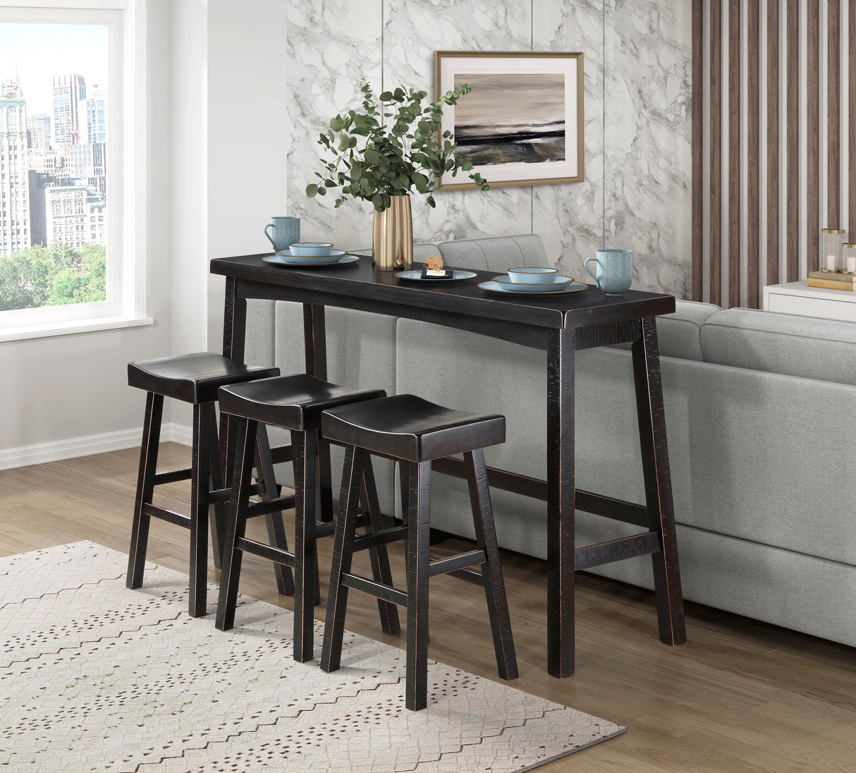 Caspian Black 4-Piece Counter Height Set by Homelegance at Eve Furniture