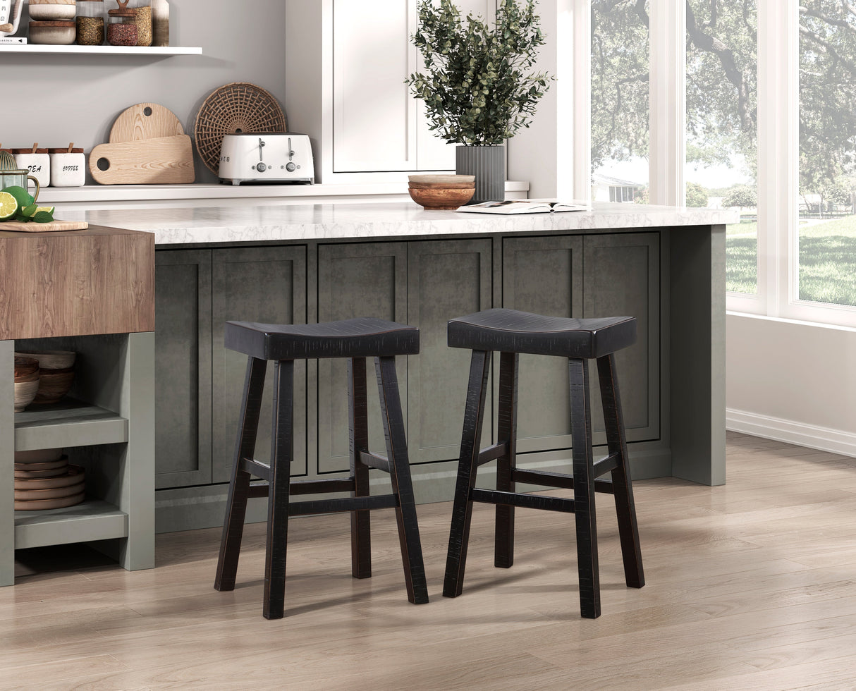 Caspian Black Pub Height Stool, Set of 2 by Homelegance at Eve Furniture