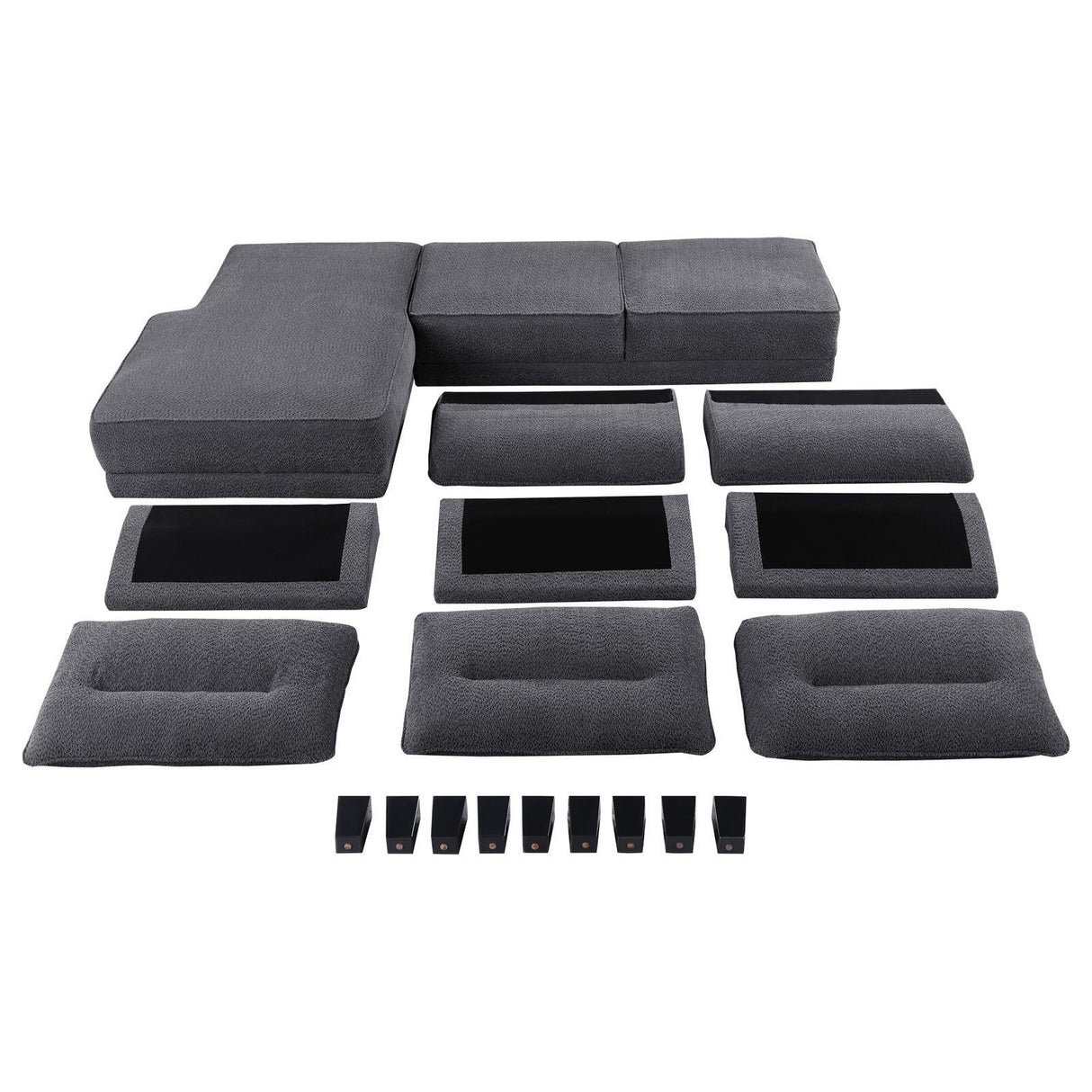 Caspian Grey Upholstered Curved Arms Sectional Sofa by Coaster at Eve Furniture