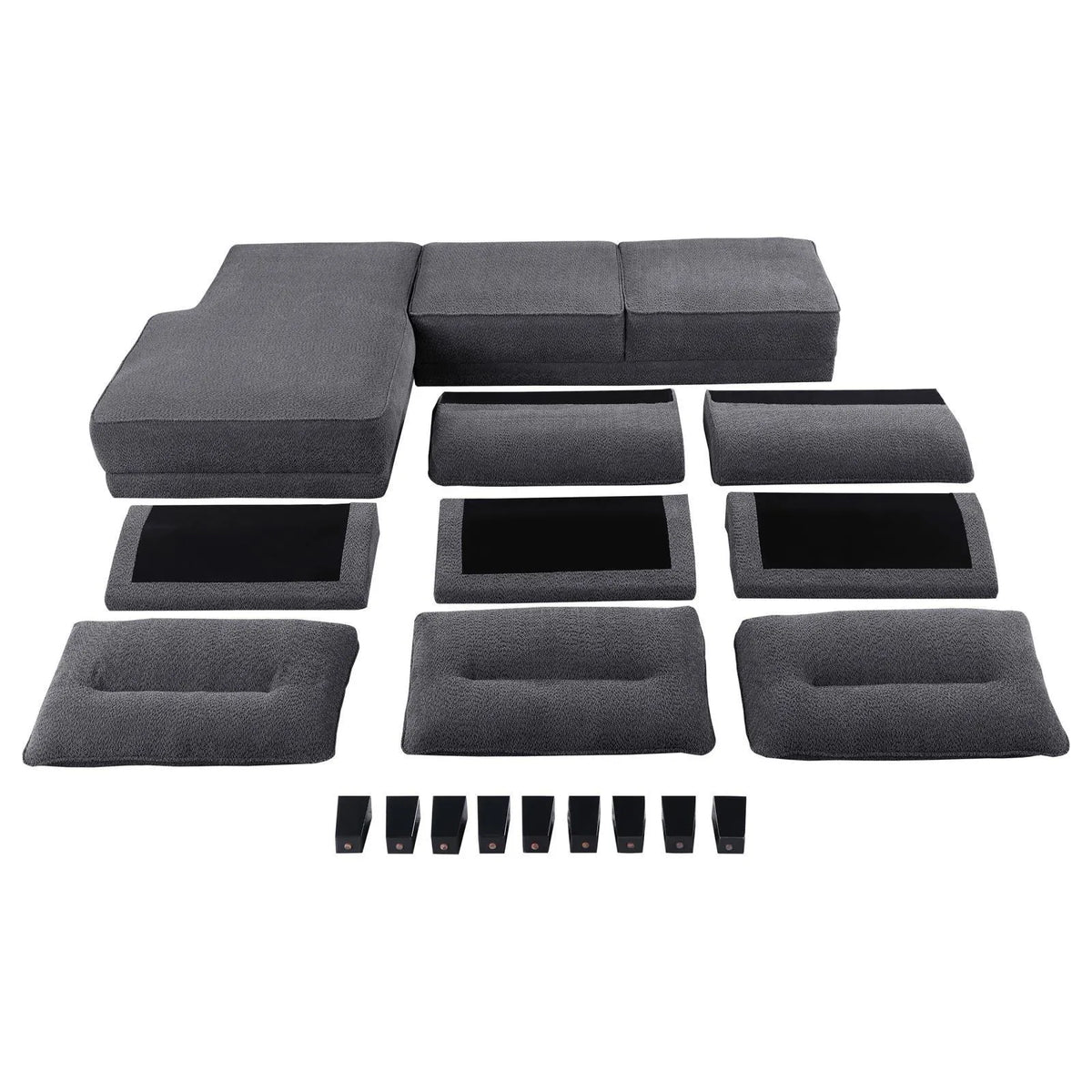 Caspian Grey Upholstered Curved Arms Sectional Sofa by Coaster at Eve Furniture