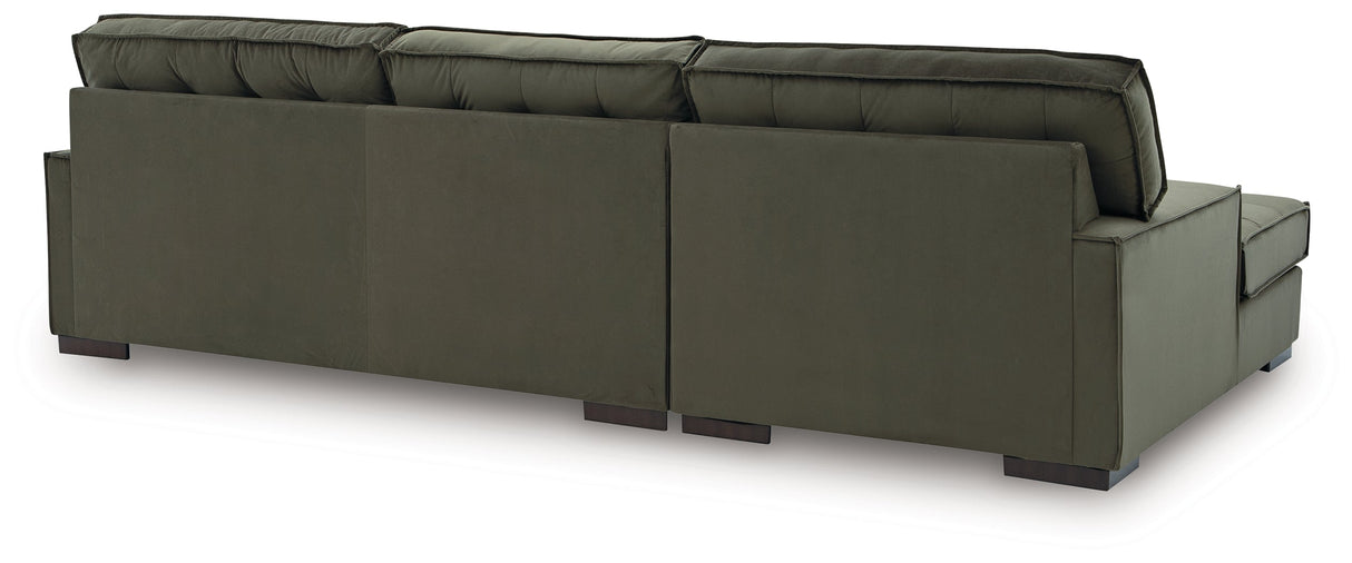 Caspian-Town Olive 2-Piece Left Arm Facing (LAF) Chaise Sectional by Ashley at Eve Furniture