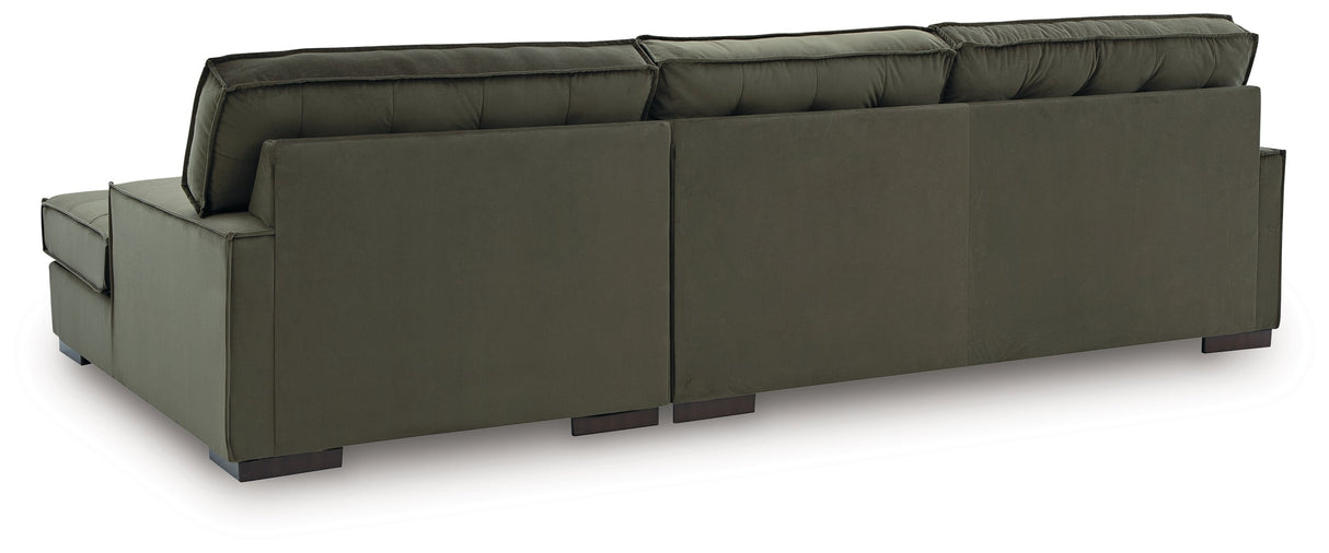 Caspian-Town Olive 2-Piece Right Arm Facing (RAF) Chaise Sectional by Ashley at Eve Furniture