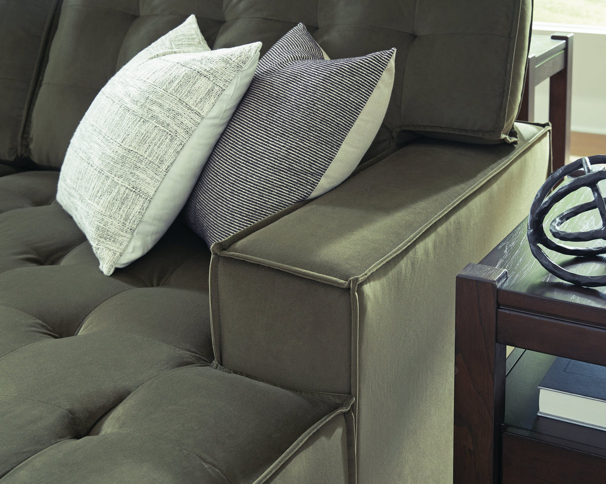 Caspian-Town Olive 2-Piece Right Arm Facing (RAF) Chaise Sectional by Ashley at Eve Furniture