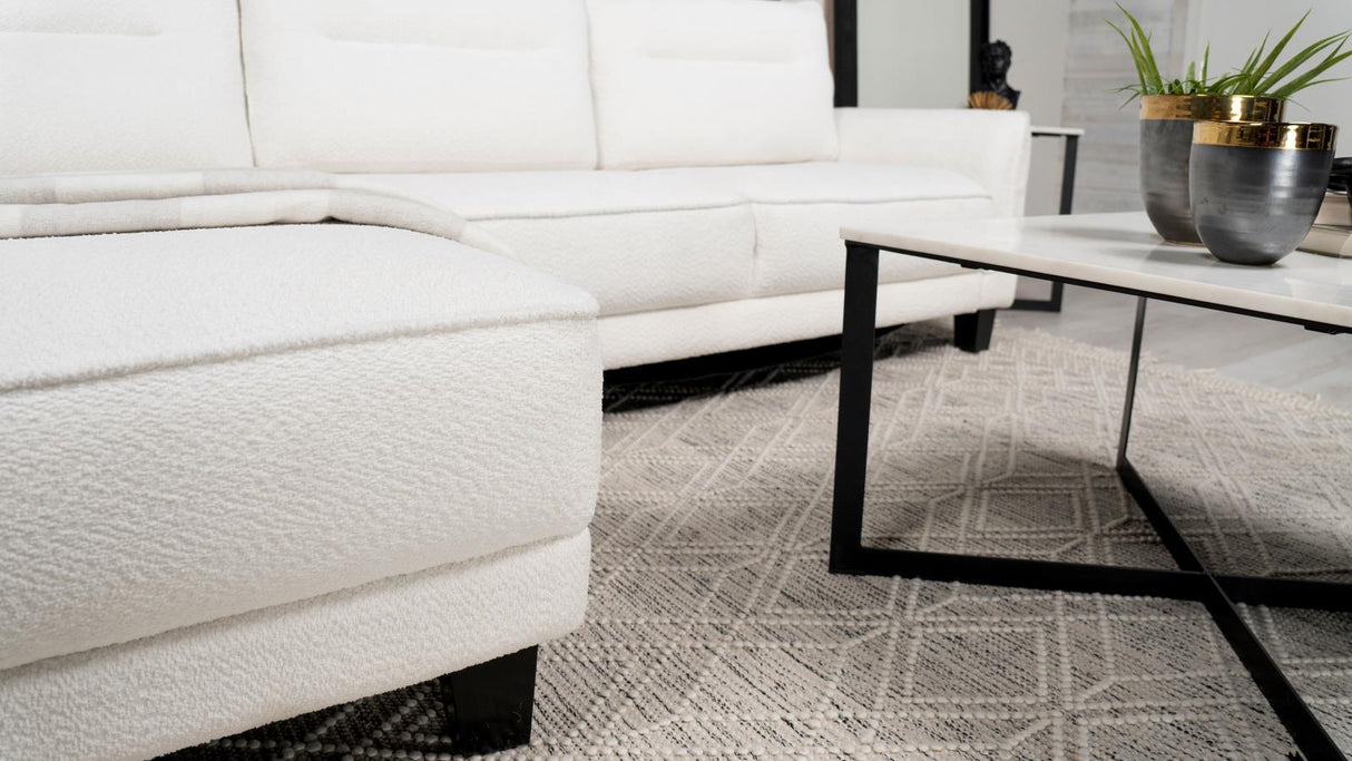 Caspian White and Black Upholstered Curved Arms Sectional Sofa by Coaster at Eve Furniture