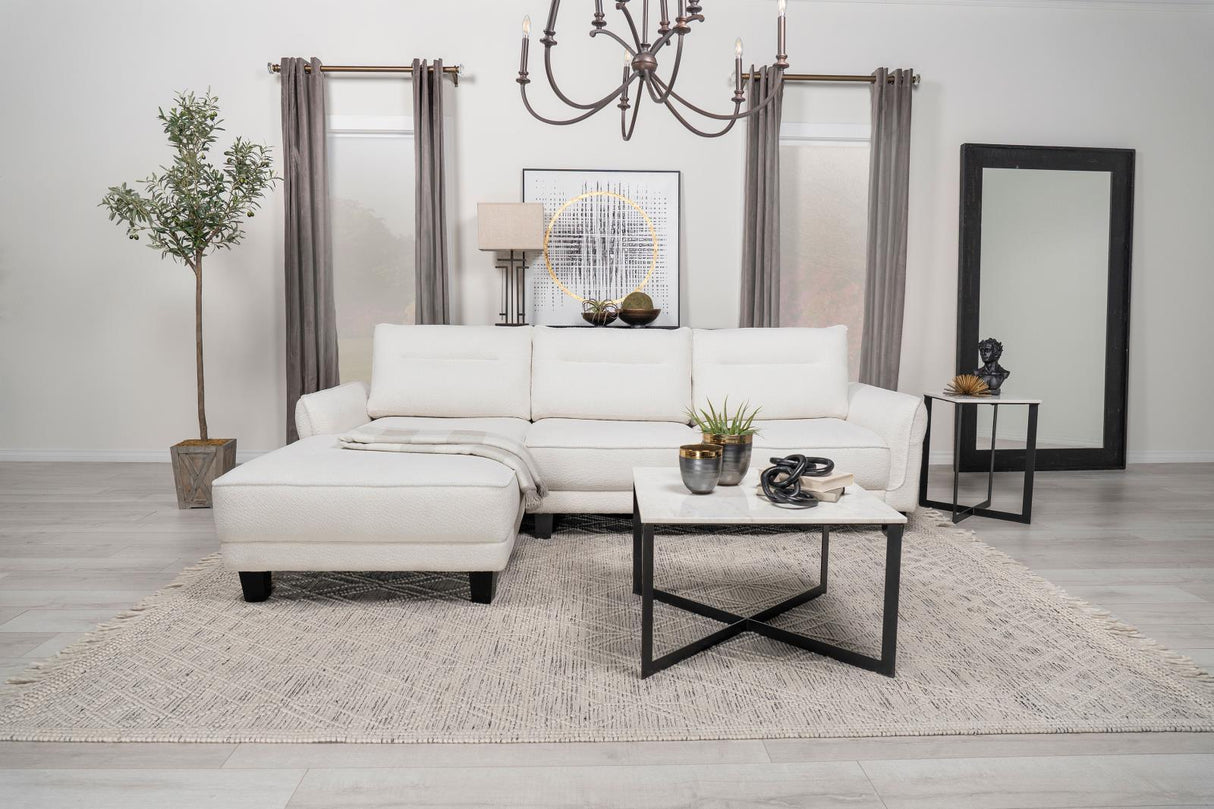 Caspian White and Black Upholstered Curved Arms Sectional Sofa by Coaster at Eve Furniture