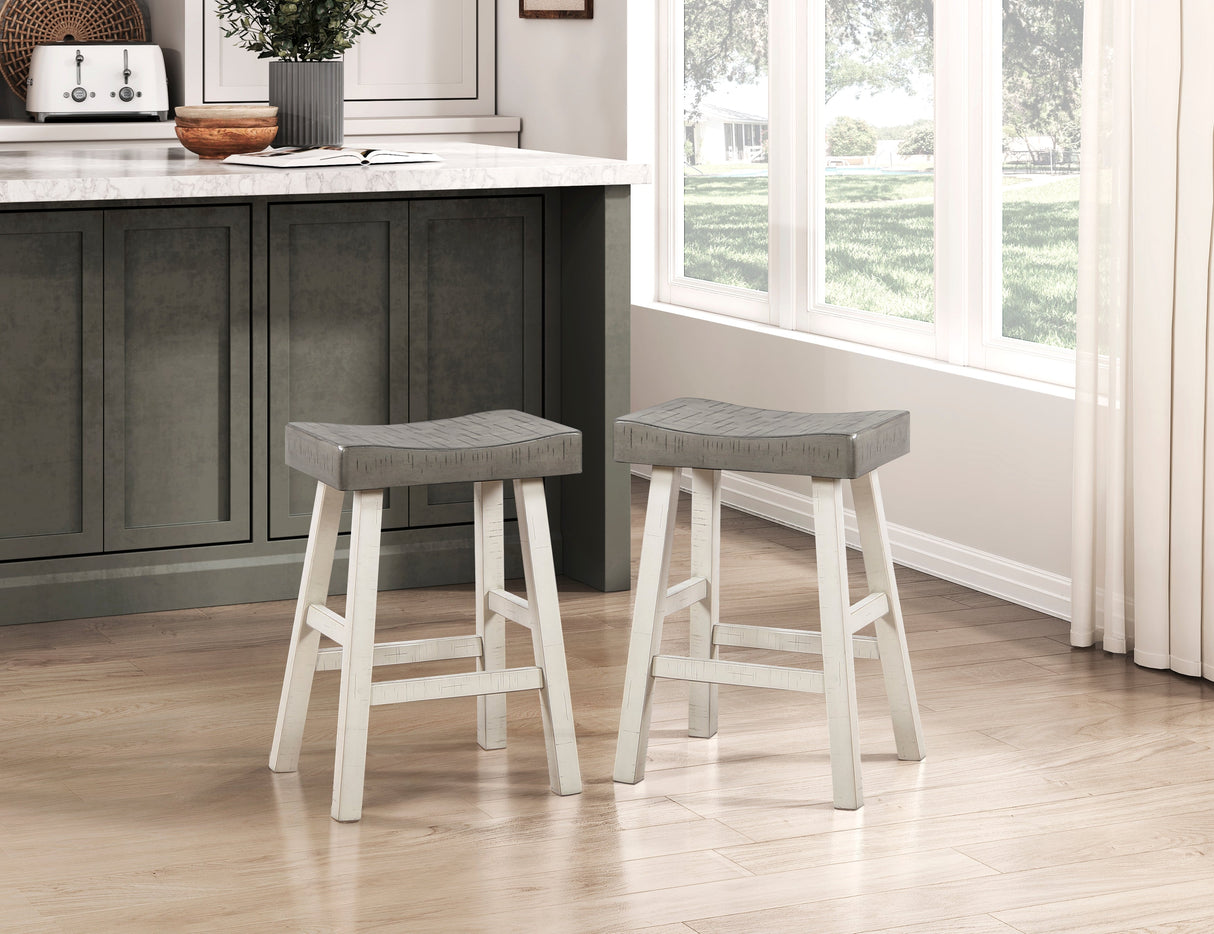 Caspian White/Coffee Counter Height Stool, Set of 2 by Homelegance at Eve Furniture