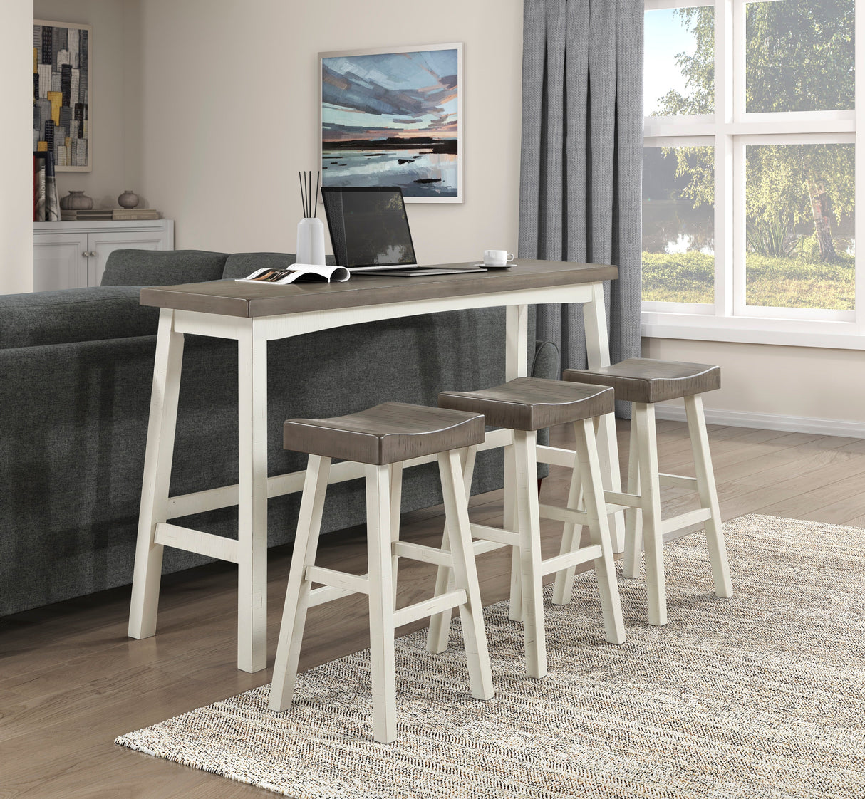 Caspian White/Coffee Pub Height Stool, Set of 2 by Homelegance at Eve Furniture