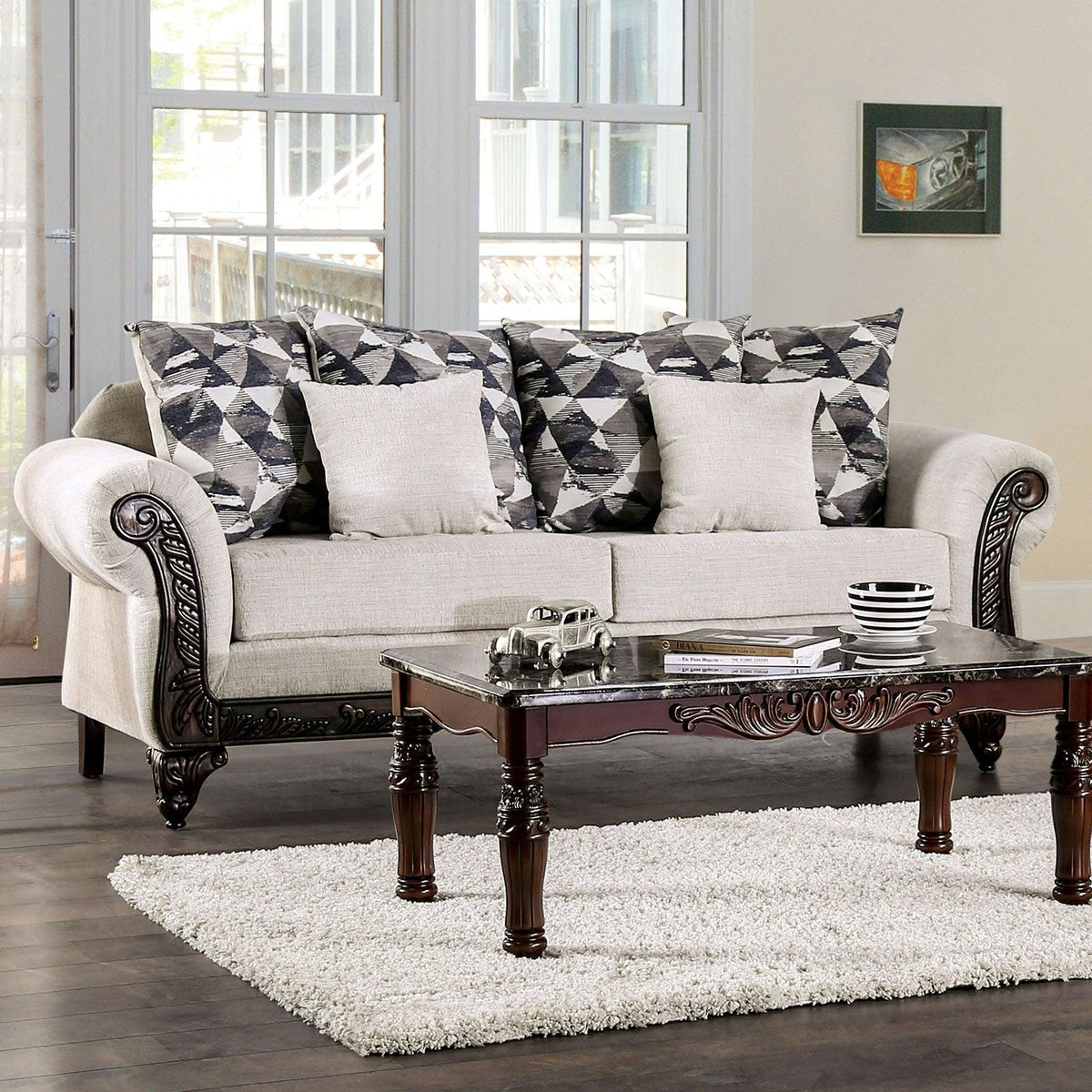 Cassani Light Gray/Walnut Sofa by Furniture of America at Eve Furniture