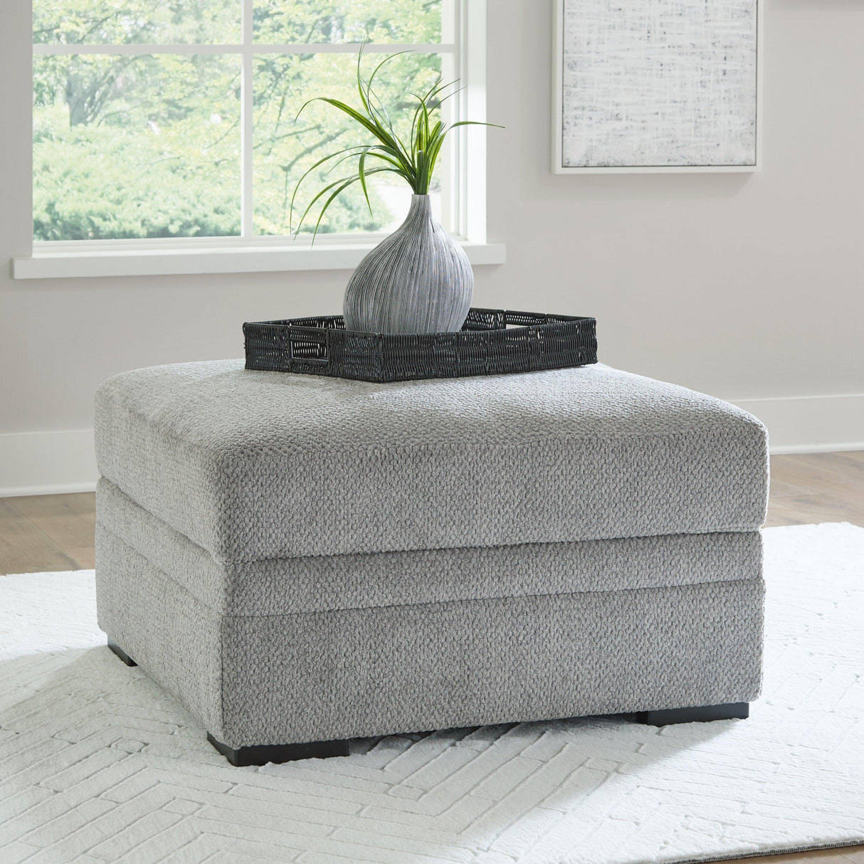 Casselbury Cement Ottoman With Storage by Ashley at Eve Furniture