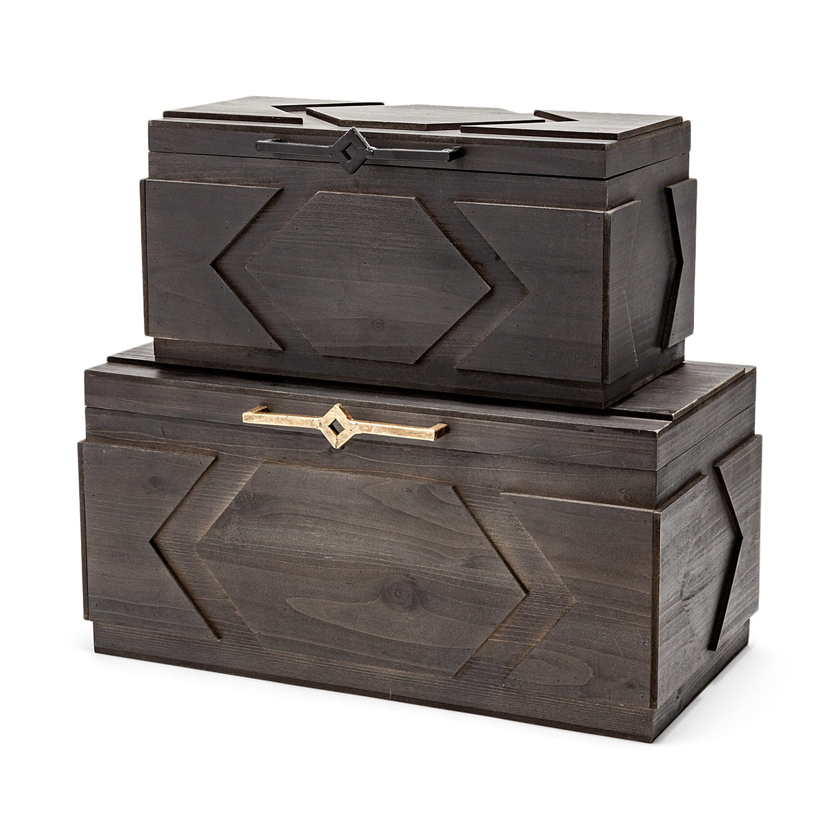 Cassia Set of 2 Brown Wooden Boxes by Mercana at Eve Furniture
