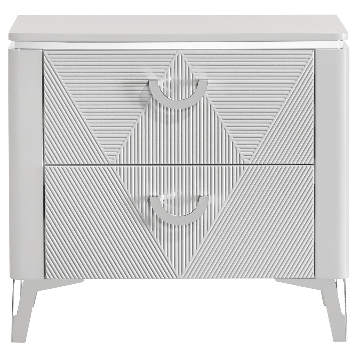 Cassia White High Gloss 2-drawer Nightstand Bedside Table by Coaster at Eve Furniture